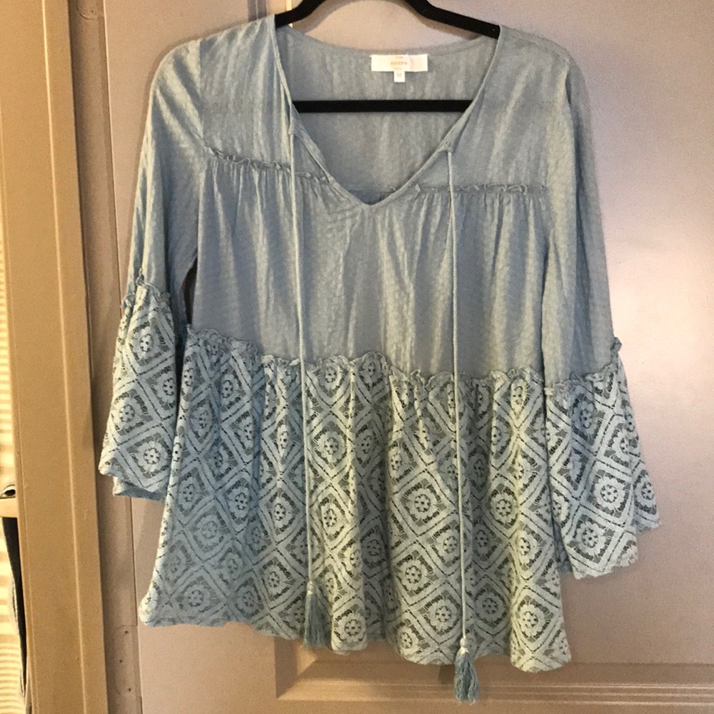 Light blue lace blouse